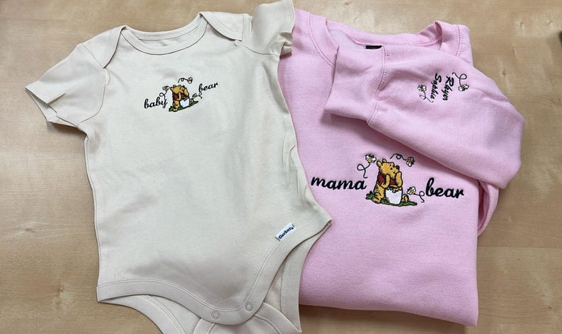 Embroidered Mama Sweatshirt, Personalized Embroidered Mama Bear Shirt With Kids Names Sleeve, Best Mom gift, Custom embroidery disney tshirt image 2