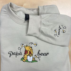 Embroidered Mama Sweatshirt, Personalized Embroidered Mama Bear Shirt With Kids Names Sleeve, Best Mom gift, Custom embroidery disney tshirt image 4