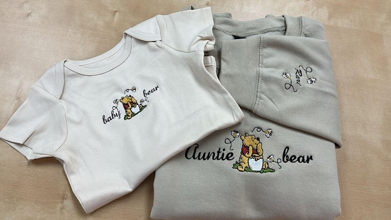 Embroidered Aunt Bear Sweatshirt, Personalized Disney Embroidered Auntie Bear and me  Shirt, New aunt gift, Aunt Nephew Shirt, Auntie Gifts