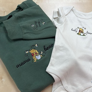 Embroidered Mama Sweatshirt, Personalized Embroidered Mama Bear Shirt With Kids Names Sleeve, Best Mom gift, Custom embroidery disney tshirt image 9