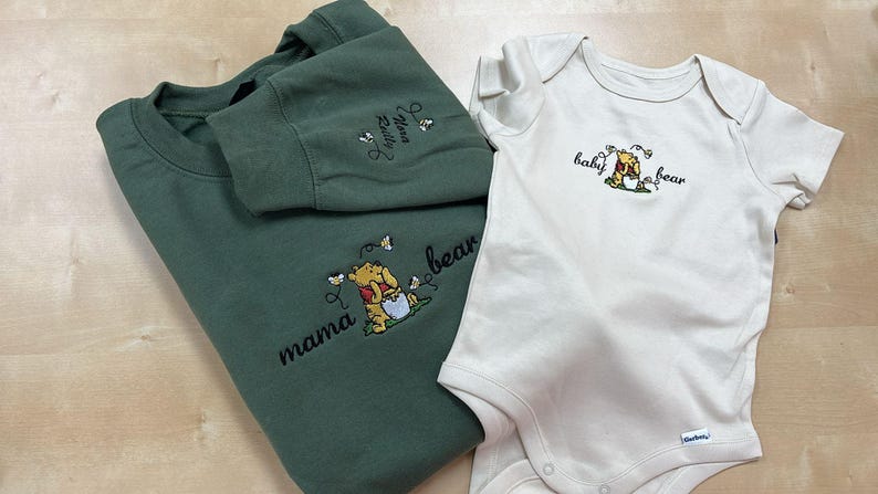 Embroidered Mama Sweatshirt, Personalized Embroidered Mama Bear Shirt With Kids Names Sleeve, Best Mom gift, Custom embroidery disney tshirt image 9
