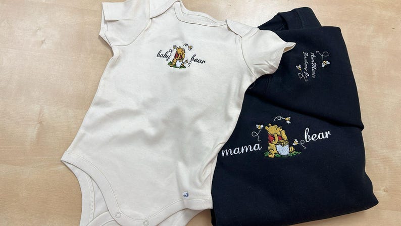 Embroidered Mama Sweatshirt, Personalized Embroidered Mama Bear Shirt With Kids Names Sleeve, Best Mom gift, Custom embroidery disney tshirt image 8