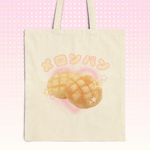 Melonpan Canvas Tote Bag, Japanese Dessert Cutecore Accessory