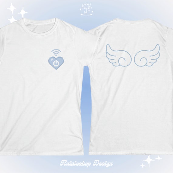 Angelcore Pixel Heart Shirt, J-fashion Tenshi Kaiwai Graphic