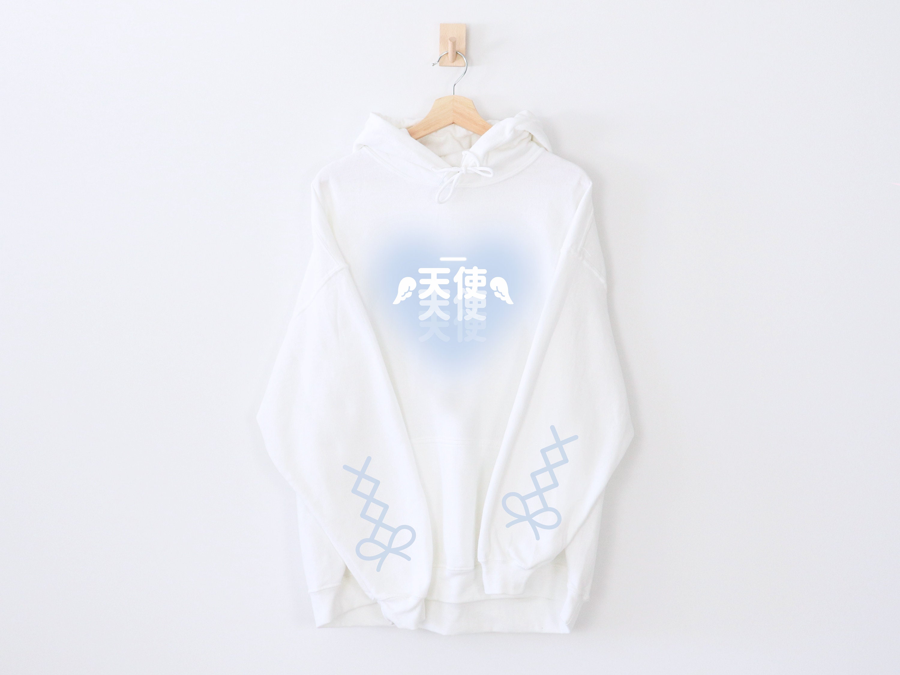 Pastel Blue Angel Hooded Sweatshirt Kawaii Hoodie Harajuku J