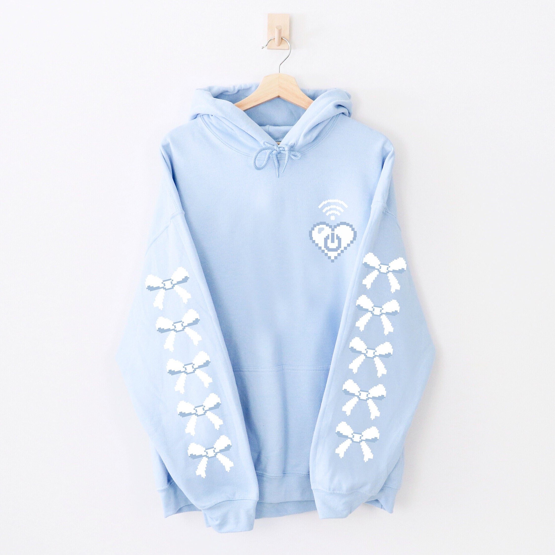 ꒰ঌ︎︎︎︎❤︎ℳℰℐ︎︎︎︎❤︎໒꒱ Angelcore Pixel Heart Hoodie, J-fashion Tenshi Kaiwai Hooded