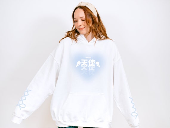 Pastel Blue Angel Hooded Sweatshirt Kawaii Hoodie Harajuku J Pastel Blue Angel Hooded Sweatshirt Kawaii Hoodie Harajuku J
