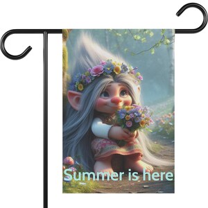 Summer Garden Flag, Whimsical Outdoor Decor, Floral Home Accessory, Cute Seasonal Banner for Garden, Summer Celebration Decoration