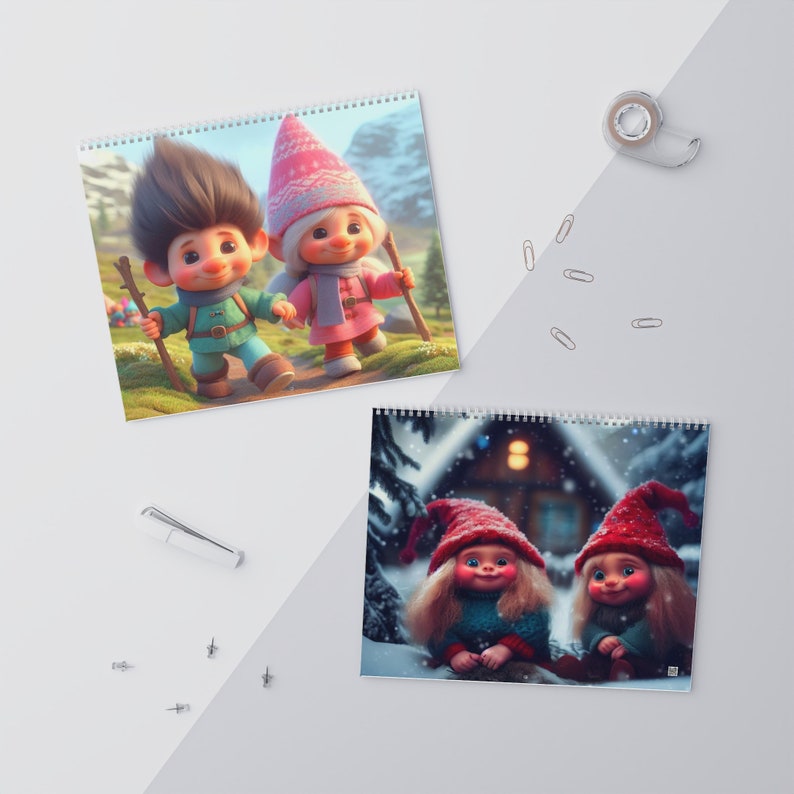 Wall Calendar Troll Elf for 2024 for All Ages Christmas Gift Idea for