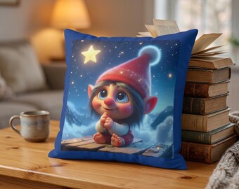 Coussin Gnome de Conte de Fées, Décoration Intérieure Fantaisiste et Confortable, Coussin Imprimé Double Face