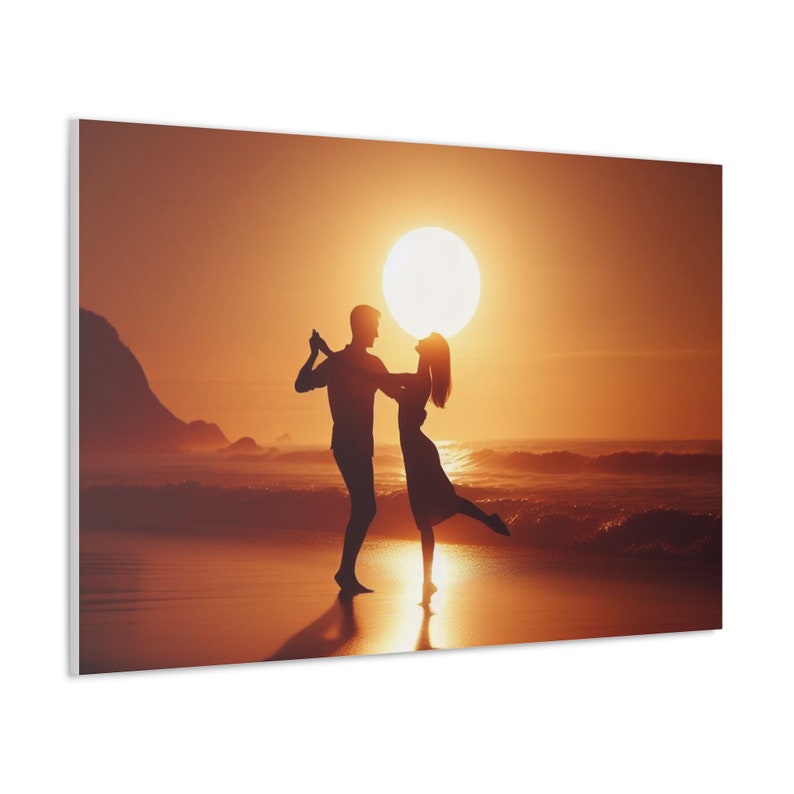Wall Art Couple Dancing on a Beach With the Sun, Romance, for Home
