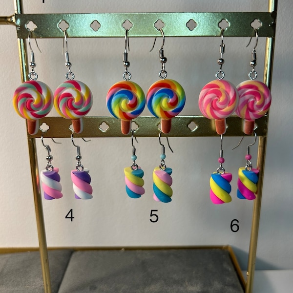 Boucles d’oreilles pendantes sucettes guimauves