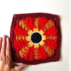 Moonlit Forest Granny Square Crochet Pattern - Atmospheric Spruce Forest with Central Sun/Moon