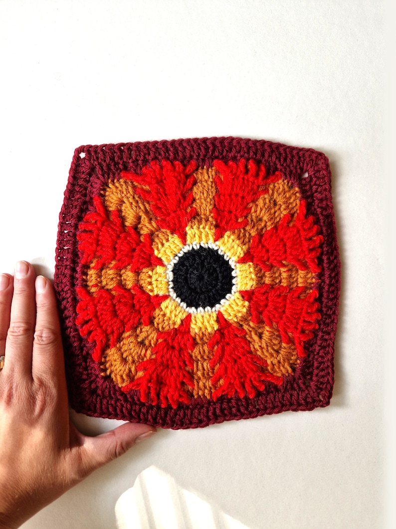 Moonlit Forest Granny Square Crochet Pattern - Atmospheric Spruce Forest with Central Sun/Moon