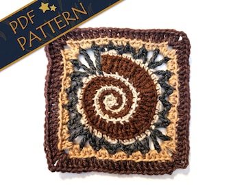 Ammonit Fossil Grandma Quadrat Häkelanleitung