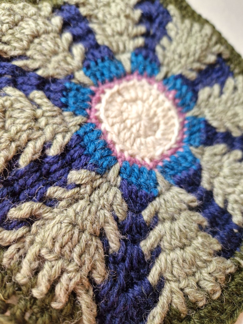 Moonlit Forest Granny Square Crochet Pattern - Atmospheric Spruce Forest with Central Sun/Moon