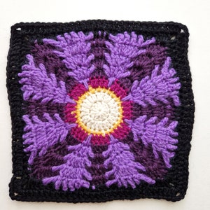 Moonlit Forest Granny Square Crochet Pattern - Atmospheric Spruce Forest with Central Sun/Moon