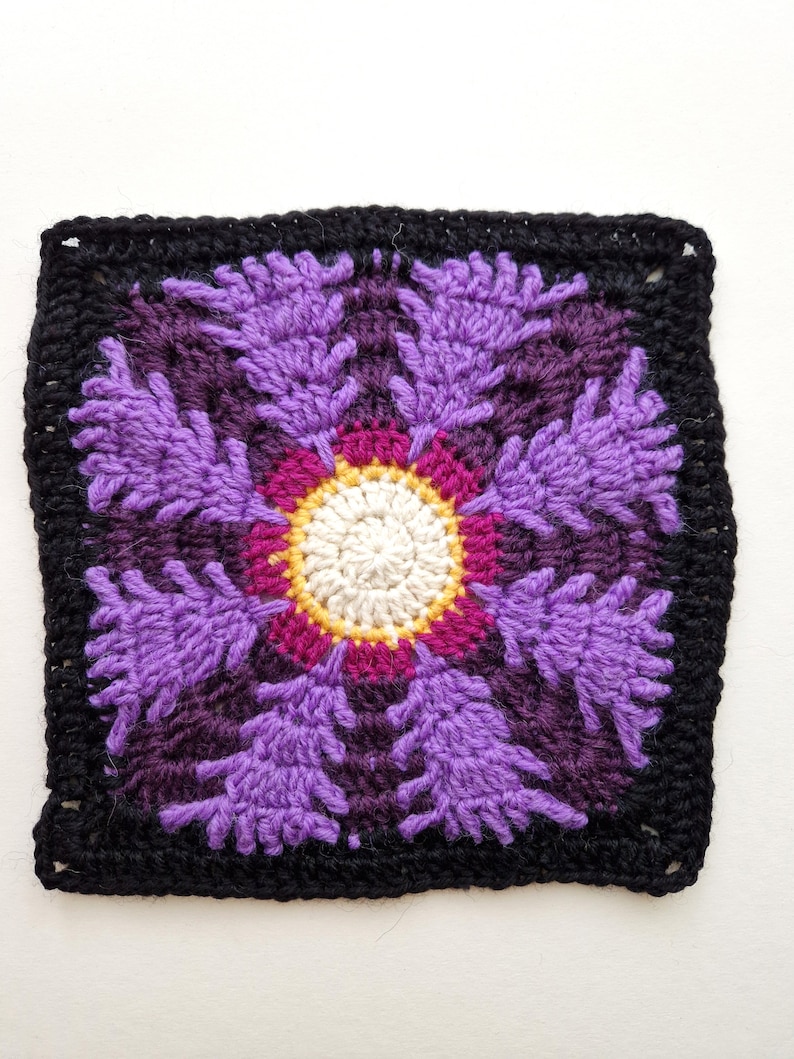 Moonlit Forest Granny Square Crochet Pattern - Atmospheric Spruce Forest with Central Sun/Moon