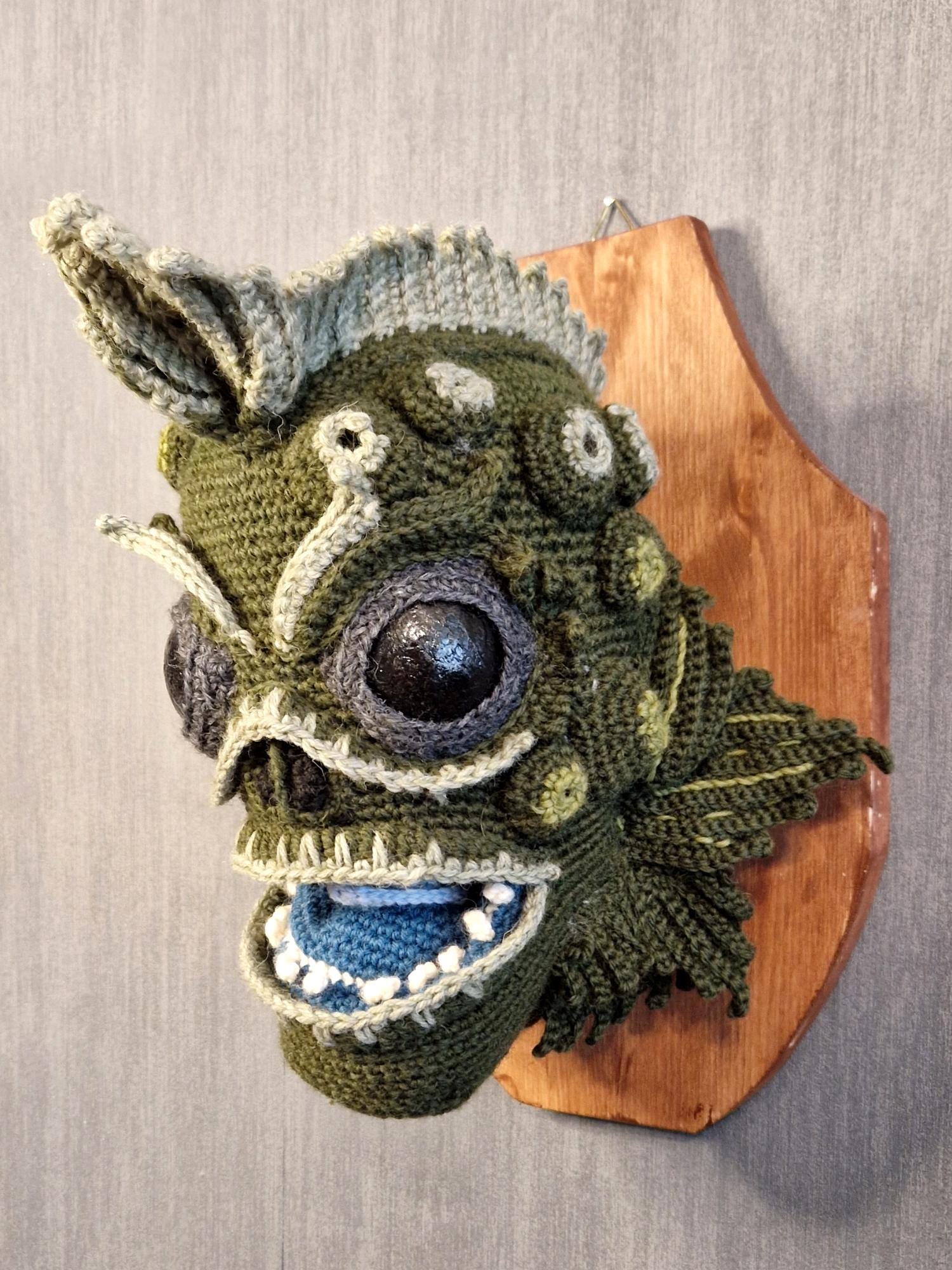 Swamp Monster Head Crochet Pattern – Fantasy Taxidermy Mount (PDF