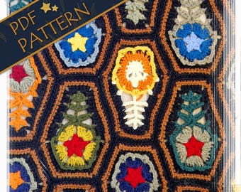 Coffins Full of Flowers Crochet Pattern: Gothic Tileable Blanket Designs (PDF Pattern)