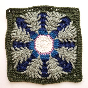 Moonlit Forest Granny Square Crochet Pattern - Atmospheric Spruce Forest with Central Sun/Moon