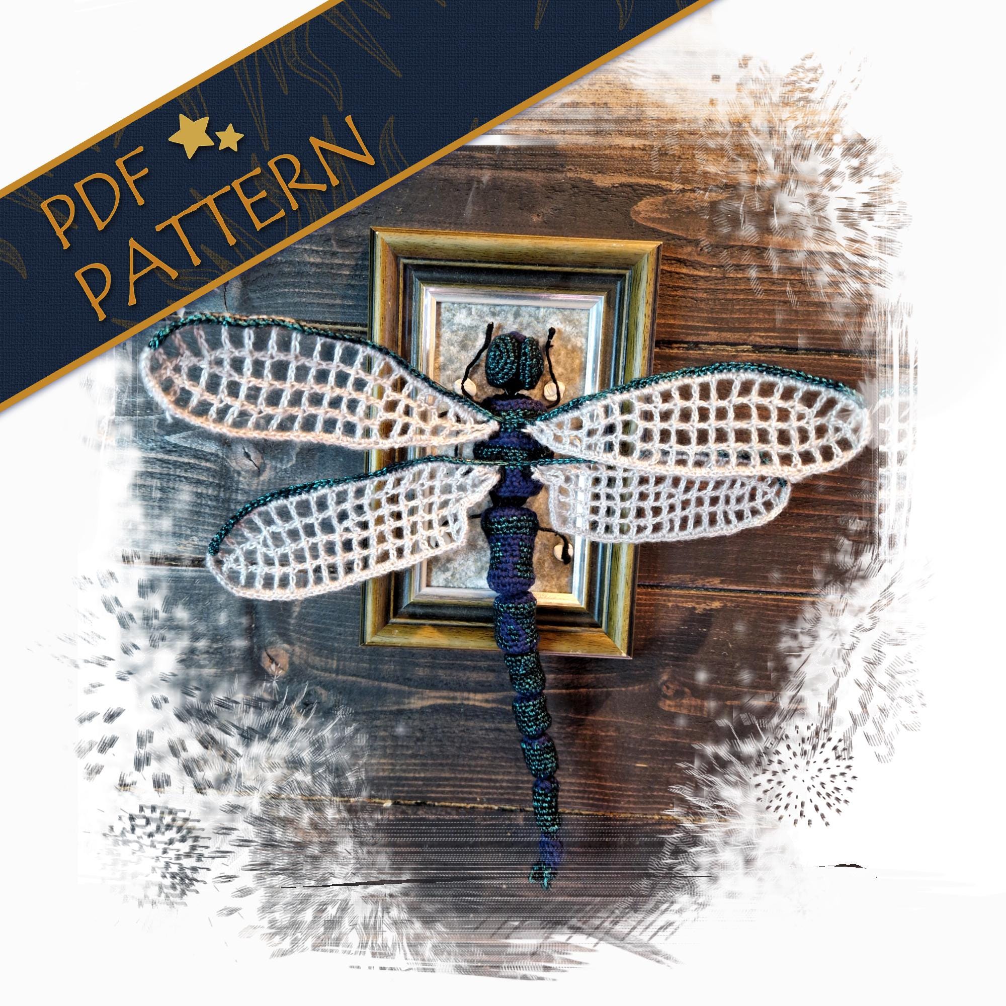 Giant Dragonfly Crochet Pattern - Realistic Dark Academia Insect Specimen