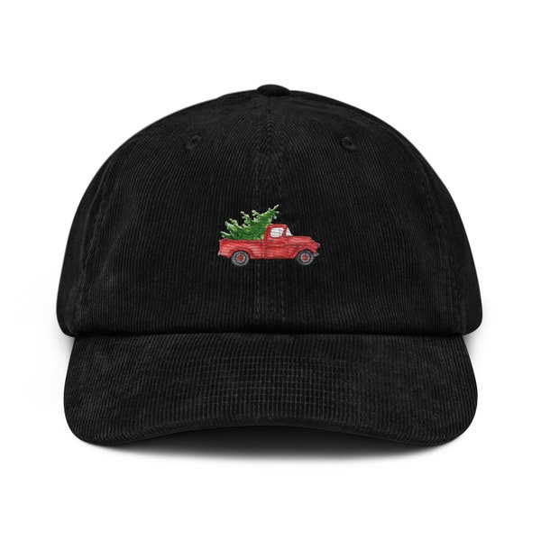 Truck Christmas Tree Hat Merry Christmas Hat Corduroy Hat Minimal Hat Retro Hat Vintage Hat Matching Hat Christmas Gift