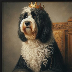 Royal Dog Portrait Print, Regal Pet Art, Dog with Crown, King Dog Illustration, Pet Lover Gift, Unique Wall Decor, Animal Artwork