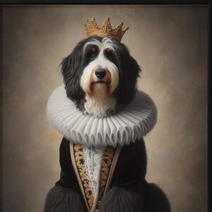 Royal Dog Portrait Wall Art, Regal Canine Decor, King Dog Picture, Crowned Pet Painting, Royalty Inspired Dog Print, Dog Lovers Gift