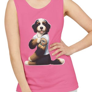 Bernedoodle Mom Tattoo Tank Top: Dog Lover Sleeveless Shirt image 1