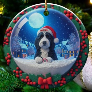 Personalized Dog Christmas Ornament, Custom Pet Ornament, Holiday Dog Decor, Christmas Tree Dog Ornament, Gift for Dog Lovers