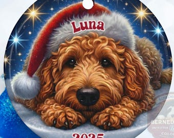 Personalized Goldendoodle Golden Doodle Dog Ceramic Ornament | Double-Sided