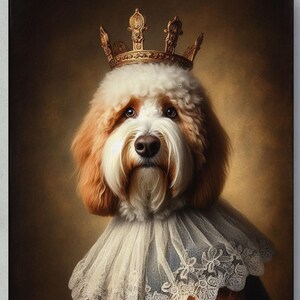Royal Portrait of Dog in Regal Attire, Majestic Dog Art Print, Canine King Wall Decor, Unique Pet Lover Gift, Noble Dog Poster