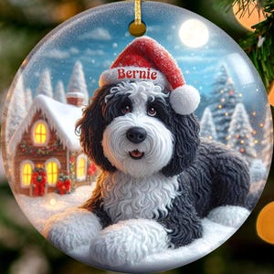 Custom Dog Christmas Ornament, Personalized Pet Holiday Decoration, Festive Pet Keepsake, Dog Lover Gift, Pet Memorial Ornament.