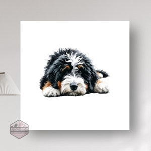 Bernedoodle Dog Canvas Art by Mark at StraDesignCo | Exquisite Canvas Wall Art | 6x6 to 36x36 in| Bernedoodle Decor | Celebrate Your Furball