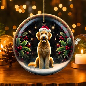 Christmas Dog Ornament, Cute Golden Retriever Holiday Decoration, Double-Sided Festive Tree Ornament, Pet Lover Gift Idea