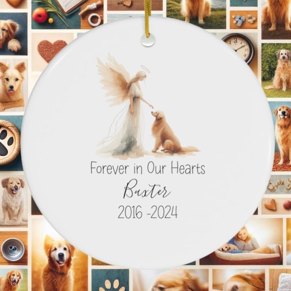Pet Tribute Ceramic Ornament, Watercolor Golden Retriever - Sublimation Memorial Gift | 2.76 Inch Keepsake, Dog Lover Present