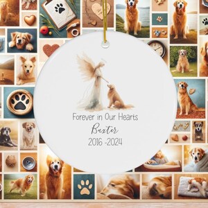 Personalized Golden Retriever Memorial Ornament, Watercolor Design, Custom Pet Name Gift, Personalized Pet Tribute Ceramic Ornament, Pet Loss Gift