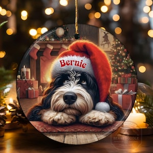 Custom Dog Christmas Ornament, Personalized Pet Ornament, Dog Lover Gift, Cute Dog with Santa Hat, Holiday Tree Decoration