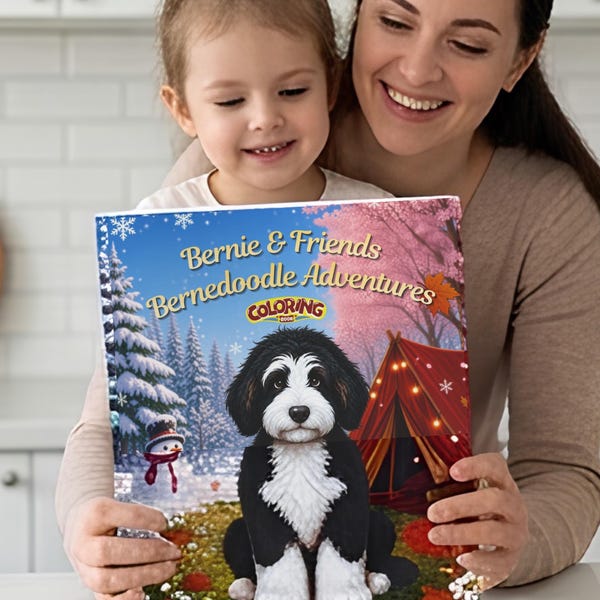 Cozy Bernedoodle Adventures Coloring Book | Year-Round Dog Lover Scenes