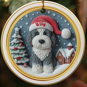 Personalized Dog Christmas Ornament, Custom Pet Name Holiday Decor, Unique Xmas Tree Decoration, Pet Lover Gift, Festive Home Decor