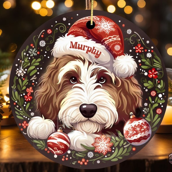 Bernedoodle Ornament, Custom Pet Keepsake | Sublimation Ceramic | 2.76 Inch Holiday Dog Heirloom, Personalized Doodle Mom Gift