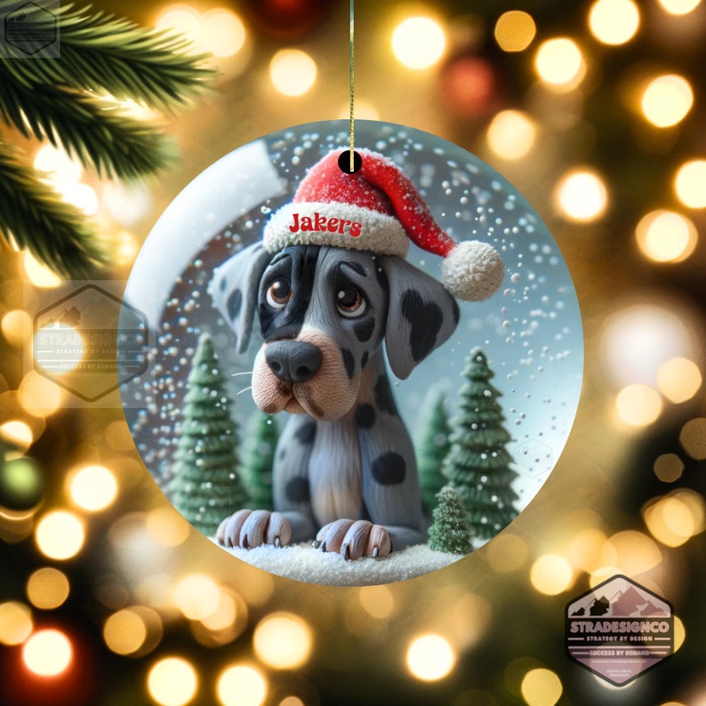 Merle Great Dane Clay Style Illustrated ornament
