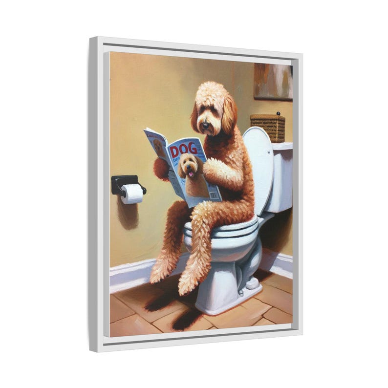 Funny Goldendoodle Toilet Canvas Art: Dog Lover Bathroom Decor image 7