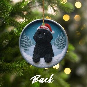 Black Dog Christmas Ornament, Cute Pet Holiday Decoration, Personalized Pet Ornament, Custom Pet Portrait Ornament