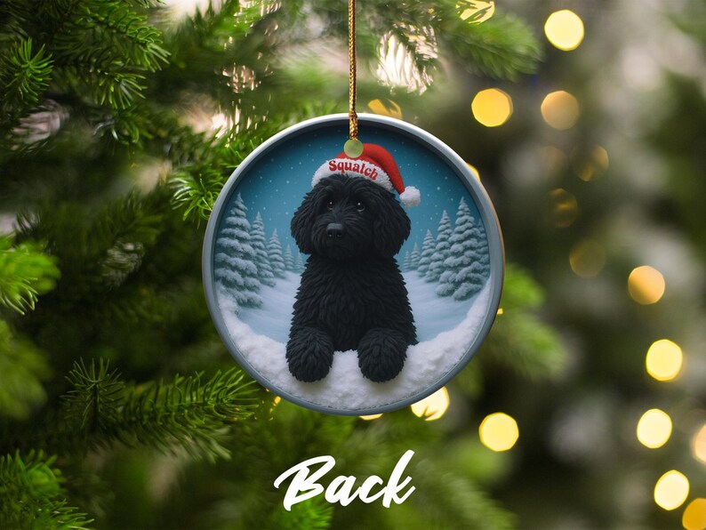 Black Dog Christmas Ornament, Cute Pet Holiday Decoration, Personalized Pet Ornament, Custom Pet Portrait Ornament