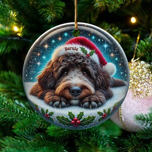 Custom Pet Santa, Bernedoodle Christmas Ornament | Sublimation Ceramic | 3-Inch Double Sided Holiday Tree Decor image 6