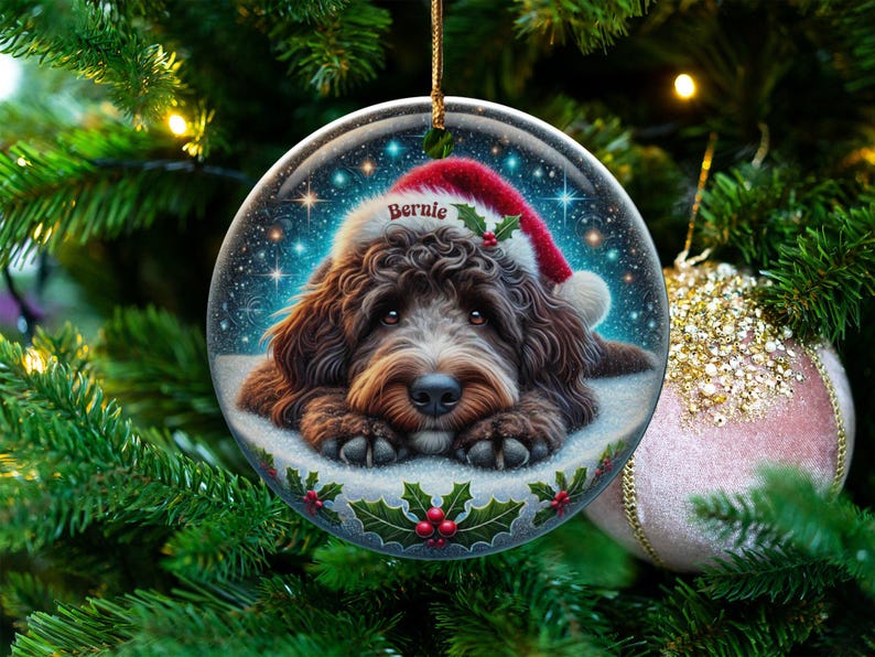 Custom Pet Santa, Bernedoodle Christmas Ornament | Sublimation Ceramic | 3-Inch Double Sided Holiday Tree Decor image 6