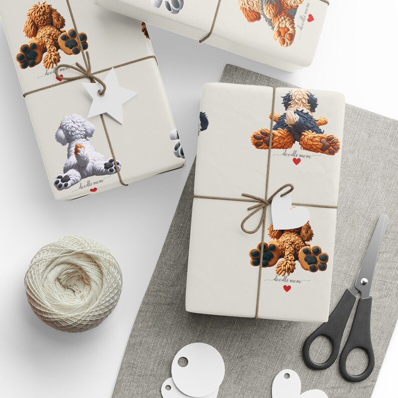 Papel de regalo con forma de patitas de perro / Papel para Goldendoodle y Bernedoodle imagen 9