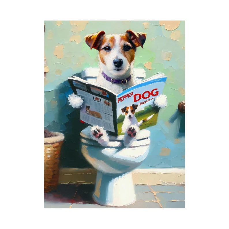 Personalized Cavadoodle Cavapoo Poster, Dog Sitting On Toilet Poster, Bathroom Dog Reading Magazine, Dog Dad, Dog Mom Gift, Dog Person Gift image 6